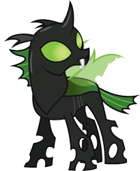 Size: 492x601 | Tagged: safe, edit, imported from derpibooru, oc, oc only, oc:phylaxis, changeling, green changeling, green eyes, simple background, solo, transparent background