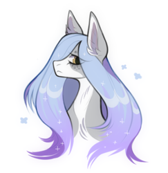 Size: 1110x1140 | Tagged: safe, artist:strangle12, imported from derpibooru, oc, oc only, earth pony, pony, bust, ear fluff, earth pony oc, ethereal mane, eye clipping through hair, eyelashes, female, mare, simple background, solo, starry mane, white background