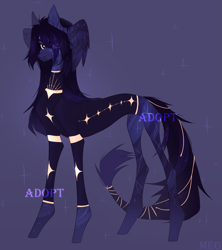 Size: 1719x1935 | Tagged: safe, artist:meggychocolatka, imported from derpibooru, oc, oc only, earth pony, pony, clothes, earth pony oc, eye clipping through hair, purple background, simple background, solo