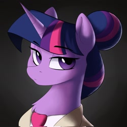 Size: 2048x2048 | Tagged: safe, artist:crimmharmony, imported from derpibooru, twilight sparkle, pony, alternate hairstyle, bust, chest fluff, clothes, female, hair bun, mare, medic, necktie, portrait, solo, team fortress 2