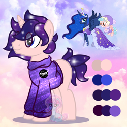 Size: 950x950 | Tagged: safe, artist:shiee-artopia223, imported from derpibooru, cozy glow, princess luna, alicorn, pegasus, pony, base used, clothes, dress, ethereal mane, female, filly, foal, fusion, hoof shoes, male, mare, stallion, starry mane