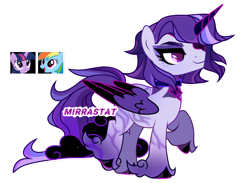 Size: 1280x938 | Tagged: safe, artist:mirrastat, imported from derpibooru, oc, alicorn, pegasus, pony, alicorn oc, base used, colored wings, feathered fetlocks, female, horn, magical lesbian spawn, male, mare, offspring, parent:rainbow dash, parent:twilight sparkle, parents:twidash, raised hoof, simple background, stallion, transparent background, two toned wings, unshorn fetlocks, wings