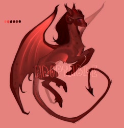 Size: 1048x1080 | Tagged: safe, artist:pessadie, imported from derpibooru, oc, oc only, demon, demon pony, pony, rearing, red background, simple background, solo