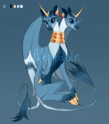 Size: 953x1080 | Tagged: safe, artist:pessadie, imported from derpibooru, oc, oc only, alicorn, pony, alicorn oc, blue background, conjoined, horn, neck rings, simple background, solo, wings