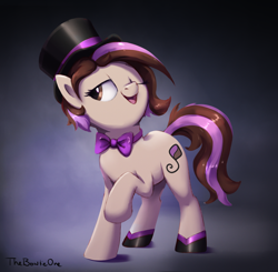 Size: 1600x1566 | Tagged: safe, artist:thebowtieone, imported from derpibooru, oc, oc only, oc:bowtie, earth pony, pony, bowtie, clothes, female, hat, mare, shoes, solo, top hat