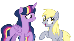 Size: 1300x720 | Tagged: safe, artist:littlejurnalina, imported from derpibooru, derpy hooves, twilight sparkle, alicorn, pony, alternate hairstyle, female, lesbian, shipping, simple background, transparent background, twerpy, twilight sparkle (alicorn)