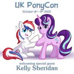 Size: 715x715 | Tagged: safe, artist:_lucasholt_, imported from derpibooru, starlight glimmer, oc, oc:britannia (uk ponycon), duo, kelly sheridan, mascot, uk ponycon, united kingdom