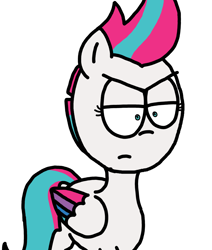 Size: 1816x2146 | Tagged: safe, artist:professorventurer, imported from derpibooru, zipp storm, pegasus, pony, series:ask pippamena, angry, female, g5, mare, simple background, solo, unamused, white background, zipp storm is not amused