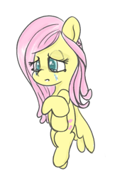 Size: 1035x1597 | Tagged: safe, artist:limitmj, imported from derpibooru, fluttershy, pegasus, pony, crying, female, looking down, mare, partially open wings, sad, simple background, solo, teary eyes, three quarter view, vertical, white background, wings, wings down
