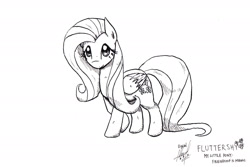 Size: 1973x1315 | Tagged: safe, artist:digiral, imported from derpibooru, fluttershy, pegasus, pony, 2016, female, mare, monochrome, solo