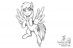 Size: 1999x1333 | Tagged: safe, artist:digiral, imported from derpibooru, rainbow dash, pegasus, pony, 2016, backwards cutie mark, female, mare, monochrome