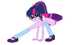 Size: 2815x1754 | Tagged: safe, artist:gmaplay, imported from derpibooru, sci-twi, twilight sparkle, human, equestria girls, clothes, helping twilight win the crown, purple underwear, simple background, socks, solo, transparent background, underwear