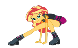 Size: 2815x1754 | Tagged: safe, artist:gmaplay, imported from derpibooru, sunset shimmer, human, equestria girls, black underwear, clothes, helping twilight win the crown, simple background, solo, transparent background, underwear