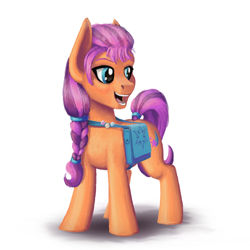 Size: 1200x1200 | Tagged: safe, artist:sa1ntmax, imported from derpibooru, sunny starscout, earth pony, pony, bag, cute, female, g5, mare, open mouth, saddle bag, simple background, solo, sunnybetes, white background