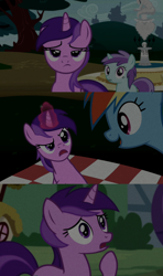 Size: 1280x2160 | Tagged: safe, edit, edited screencap, editor:jerryakiraclassics19, imported from twibooru, screencap, amethyst star, liza doolots, petunia, rainbow dash, sparkler, tootsie flute, pony, unicorn, slice of life (episode), the mysterious mare do well, '90s, 80s, female, filly, frown, image, looking at you, magic, mare, open mouth, png, telekinesis