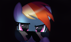 Size: 797x478 | Tagged: safe, artist:opal_radiance, imported from derpibooru, rainbow dash, pegasus, pony, black background, female, glasses, looking at you, mare, shading, simple background, solo, sunglasses