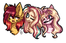 Size: 583x381 | Tagged: safe, artist:tay-niko-yanuciq, imported from derpibooru, oc, oc only, earth pony, pony, unicorn, chest fluff, ear fluff, earth pony oc, floppy ears, horn, mouth hold, one eye closed, open mouth, simple background, smiling, stylus, transparent background, unicorn oc, wink