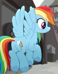 Size: 563x720 | Tagged: safe, imported from derpibooru, screencap, rainbow dash, pegasus, pony, rainbow roadtrip, butt, cropped, plot, rainbutt dash, solo