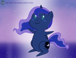 Size: 1400x1080 | Tagged: safe, artist:doublewbrothers, imported from derpibooru, princess luna, alicorn, pony, animated, chibi, cute, daaaaaaaaaaaw, dancing, eyes closed, lunabetes, open mouth, pointy legs, weapons-grade cute