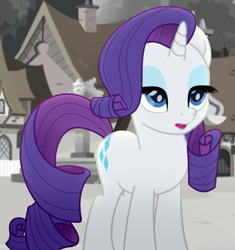 Size: 509x541 | Tagged: safe, imported from derpibooru, screencap, rarity, pony, unicorn, rainbow roadtrip, cropped, solo