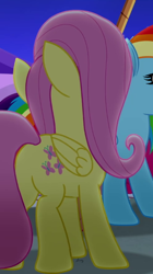 Size: 330x590 | Tagged: safe, imported from derpibooru, screencap, fluttershy, rainbow dash, rainbow roadtrip, butt, butt focus, cropped, flutterbutt, plot