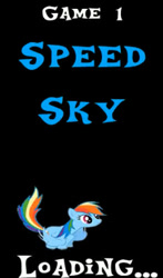 Size: 297x504 | Tagged: safe, artist:[j.b.m], imported from derpibooru, rainbow dash, pegasus, pony, female, game, mare, rainbow.exe, screenshots, smiling, text, title card, wings, youtube link