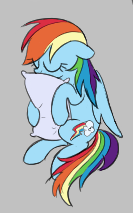 Size: 133x213 | Tagged: safe, artist:somethingatall, imported from derpibooru, rainbow dash, pegasus, pony, aggie.io, cute, dashabetes, eyes closed, female, floppy ears, gray background, lowres, mare, pillow, simple background, sleeping, solo