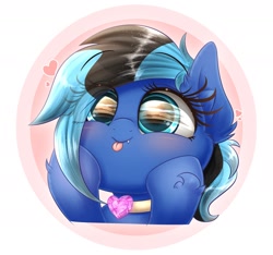 Size: 1884x1760 | Tagged: safe, artist:phoenixrk49, imported from derpibooru, oc, oc only, pony, ear fluff, eye clipping through hair, eye reflection, fangs, heart, hoof on cheek, reflection, simple background, solo, tongue out, white background