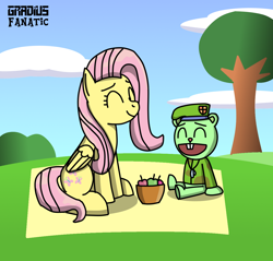 Size: 1200x1148 | Tagged: safe, artist:gradiusfanatic, imported from derpibooru, fluttershy, pegasus, pony, crossover, duo, female, flippy, happy tree friends, male, this will end in death, this will end in tears, this will end in tears and/or death