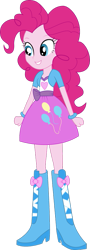 Size: 341x946 | Tagged: safe, imported from twibooru, pinkie pie, equestria girls, boots, bow, bowtie, bracelet, clothes, cutie mark, cutie mark on clothes, high heel boots, image, jewelry, png, shirt, shoes, simple background, skirt, solo, transparent background