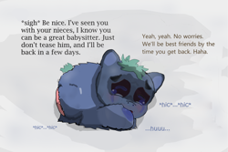 Size: 2400x1600 | Tagged: safe, artist:othercoraline, imported from twibooru, fluffy pony, pony, amputee, foal, image, lil champ, png, suckling, thumb sucking