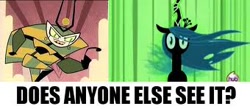 Size: 340x148 | Tagged: safe, edit, imported from derpibooru, screencap, queen chrysalis, changeling, changeling queen, robot, a canterlot wedding, female, hub logo, logo, meme, my life as a teenage robot, slowpoke, the hub, vexus