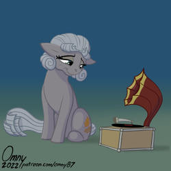 Size: 1000x1000 | Tagged: safe, artist:omny87, imported from derpibooru, oc, oc only, pony, unicorn, alzheimer's, dementia, everywhere at the end of time, gramophone, ponified, ponified album cover, solo