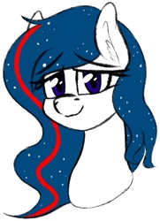 Size: 427x589 | Tagged: safe, artist:seafooddinner, imported from derpibooru, oc, oc only, oc:nasapone, earth pony, pony, bust, ear fluff, female, lidded eyes, looking at you, mare, simple background, smiling, solo, white background