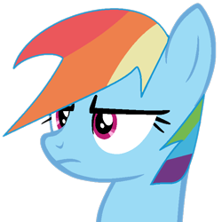 Size: 668x667 | Tagged: safe, artist:kingbases, artist:twilyisbestpone, derpibooru exclusive, imported from derpibooru, rainbow dash, pegasus, pony, base used, bust, female, frown, mare, rainbow dash is not amused, simple background, solo, transparent background, unamused