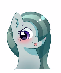 Size: 2903x3500 | Tagged: safe, artist:leo19969525, imported from derpibooru, marble pie, earth pony, pony, :p, blushing, bust, cute, female, hair, looking at you, marblebetes, mare, shy, simple background, solo, tongue out, white background