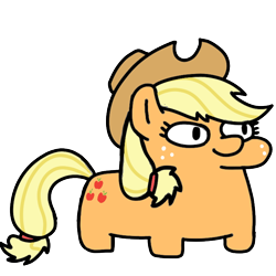 Size: 720x720 | Tagged: safe, artist:fluttershank, imported from derpibooru, applejack, earth pony, cowboy hat, hat, simple background, squatpony, transparent background