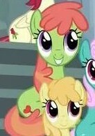 Size: 137x195 | Tagged: safe, imported from derpibooru, screencap, bubblemint, roseluck, toffee swirl, tree hugger, earth pony, pegasus, pony, newbie dash, alternate hairstyle, cropped, female, green coat, mare, missing accessory, no source, purple eyes, you had one job