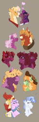 Size: 2260x6980 | Tagged: safe, artist:angstyram, imported from derpibooru, apple bloom, applejack, big macintosh, cheerilee, diamond tiara, twilight sparkle, oc, oc:hollyhock, oc:honeysuckle, oc:huckleberry snapper, oc:lumos, oc:mulberry, oc:pear marie butter ii, alicorn, earth pony, pony, beige background, bust, canon x oc, cheerimac, cowboy hat, diamondbloom, eyes closed, female, hair over eyes, hat, infidelity, kissing, lesbian, male, mare, offspring, older, older apple bloom, older diamond tiara, parent:big macintosh, parent:cheerilee, parent:fancypants, parent:fleur-de-lis, parents:cheerimac, parents:fancyfleur, scar, shipping, simple background, stallion, straight, straw in mouth, twijack, twilight sparkle (alicorn)