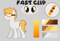 Size: 2703x1836 | Tagged: safe, imported from derpibooru, oc, oc:fast clip, earth pony, cutie mark, earth pony oc, goggles, male, reference sheet, simple background, snowboard, stallion