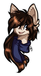 Size: 268x494 | Tagged: safe, artist:tay-niko-yanuciq, imported from derpibooru, oc, oc only, earth pony, pony, bust, clothes, ear fluff, earth pony oc, scarf, simple background, smiling, transparent background