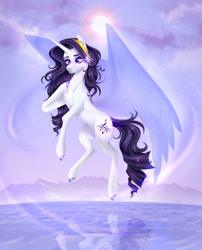 Size: 1280x1581 | Tagged: safe, artist:gloriaartist, imported from derpibooru, oc, pony, unicorn, artificial wings, augmented, female, magic, magic wings, mare, solo, wings