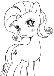 Size: 452x629 | Tagged: safe, artist:auntie_grub, imported from derpibooru, rarity, pony, unicorn, female, horn, looking at you, mare, simple background, solo, white background