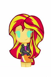 Size: 853x1280 | Tagged: safe, artist:darkberryart, imported from derpibooru, sunset shimmer, human, equestria girls, chibi, female, simple background, solo, white background