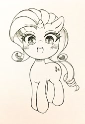 Size: 1400x2048 | Tagged: safe, artist:auntie_grub, imported from derpibooru, rarity, pony, unicorn, female, horn, looking at you, mare, open mouth, open smile, smiling, smiling at you, solo, traditional art