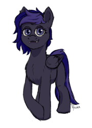Size: 309x430 | Tagged: safe, artist:pyszka, imported from derpibooru, oc, oc only, oc:nightstaroc, bat pony, pegasus, pony, colored, female, mare, messy mane, night, pegasus oc, simple background, sketch, sky, solo, white background