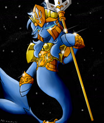 Size: 1367x1614 | Tagged: safe, artist:a.s.e, imported from derpibooru, siren, armor, galaxy, poseidon, saint seiya, space, trident, zodiac