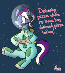 Size: 1145x1288 | Tagged: safe, artist:whirlwindflux, imported from derpibooru, oc, oc:single slice, earth pony, pony, female, mare, solo, space, spacesuit