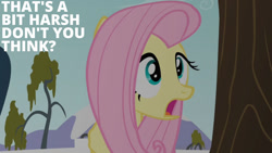 Size: 1280x720 | Tagged: safe, edit, edited screencap, editor:quoterific, imported from derpibooru, screencap, fluttershy, pegasus, pony, bats!, season 4, female, mare, open mouth, solo, text