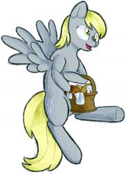 Size: 1280x1757 | Tagged: safe, artist:trr_bc, imported from derpibooru, derpy hooves, pegasus, pony, fighting is magic, bag, fighting is magic aurora, food, mail, mailbag, muffin, simple background, solo, splash art, white background